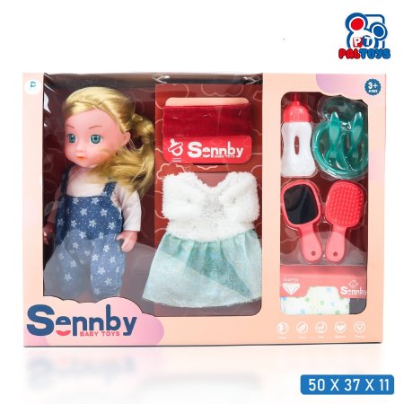 طقم دمية سينبي مع إكسسوارات التصفيف والعناية SENNBY